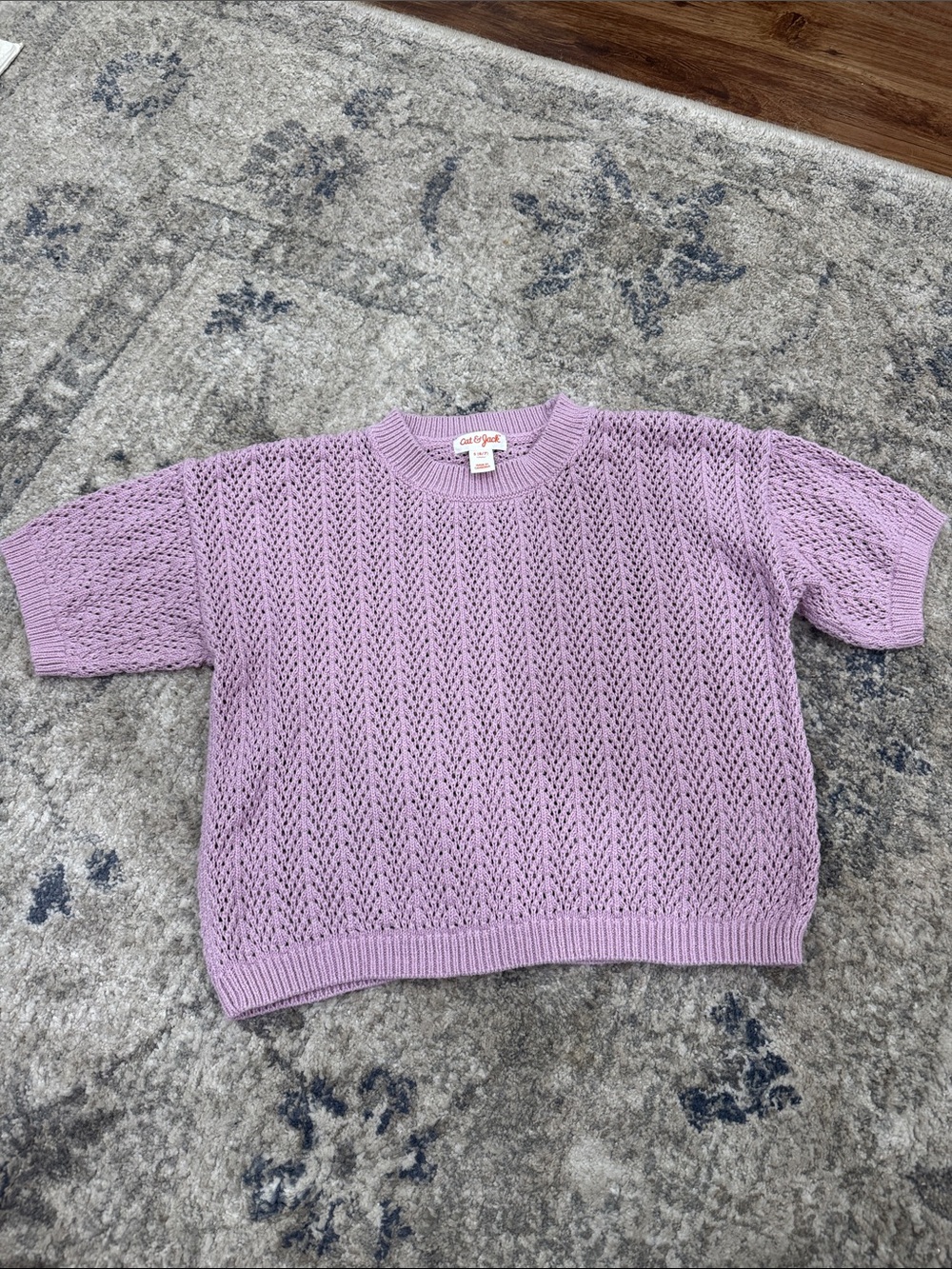 Cat & Jack Lavender Open-Weave Crewneck Sweater